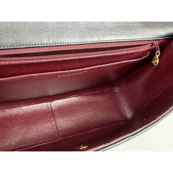 Chanel Vintage Maxi Single Flap Bag Black Lambskin Leather B-6 - Picture 15 of 16